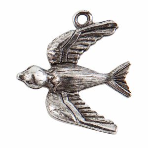 Bird Charm Antique Silver