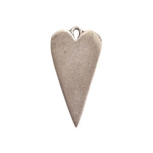 Elongated Heart Charm Antique Silver