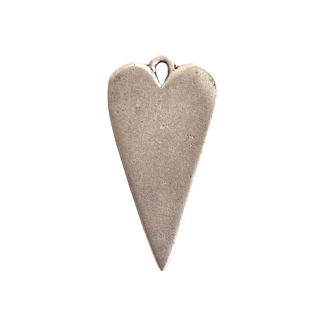 4 , 20 or 50 Pieces: Silver Asymmetrical Heart Charms