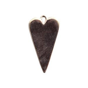 Elongated Heart Charm Sterling Silver Plate
