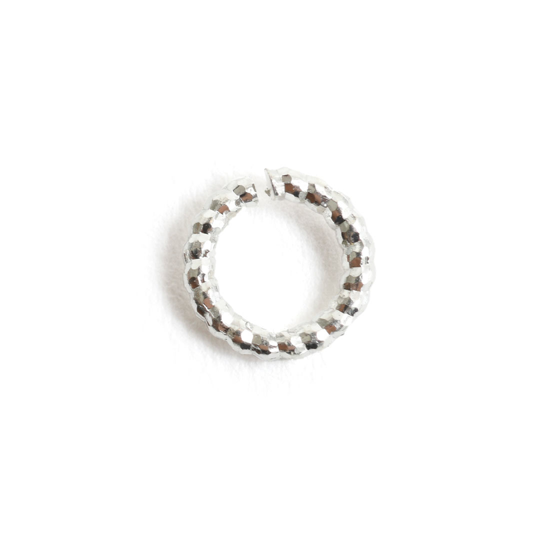 Jumpring 6mm Textured Circle <br>Sterling Silver Plate