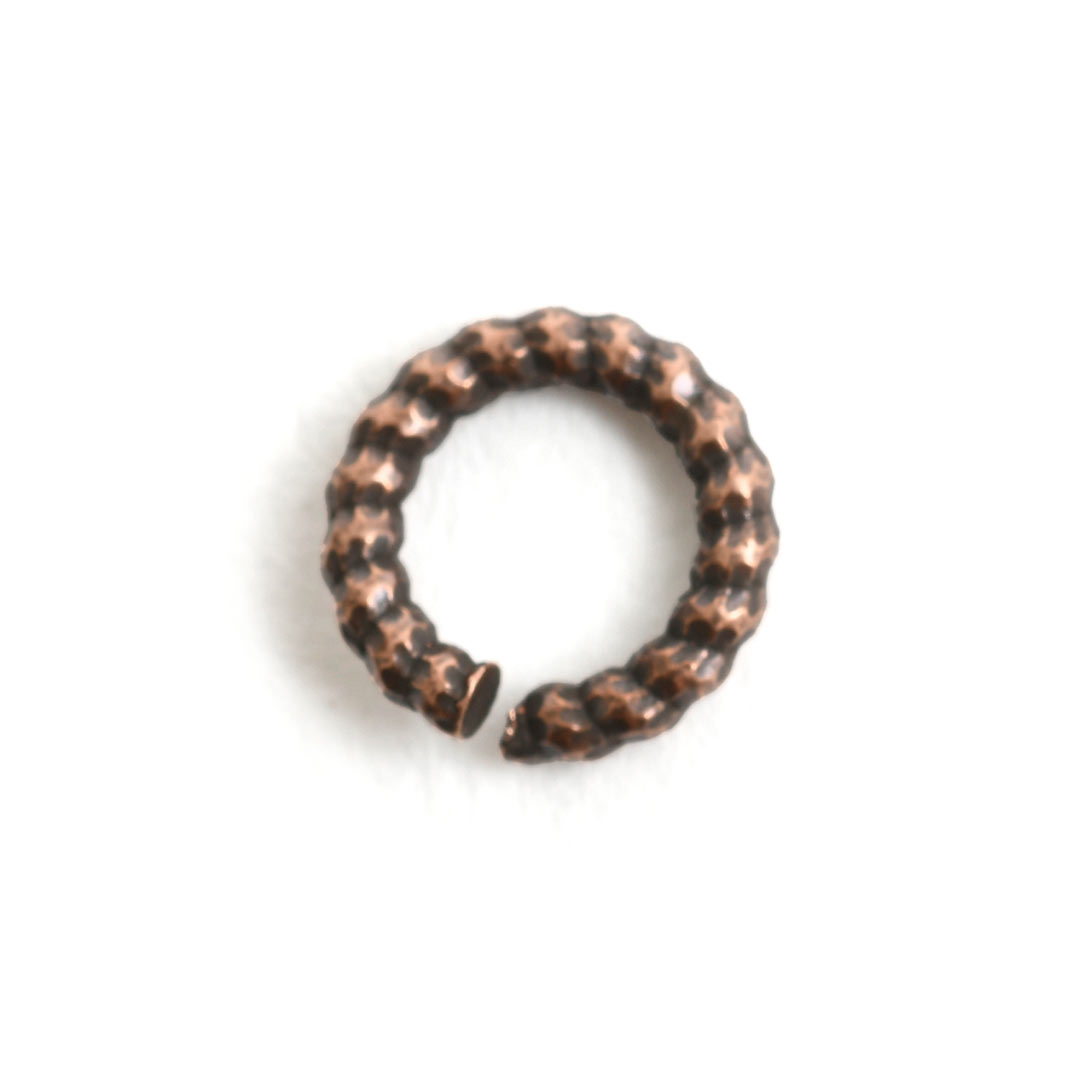 Jumpring 9mm Textured Circle <br>Antique Copper