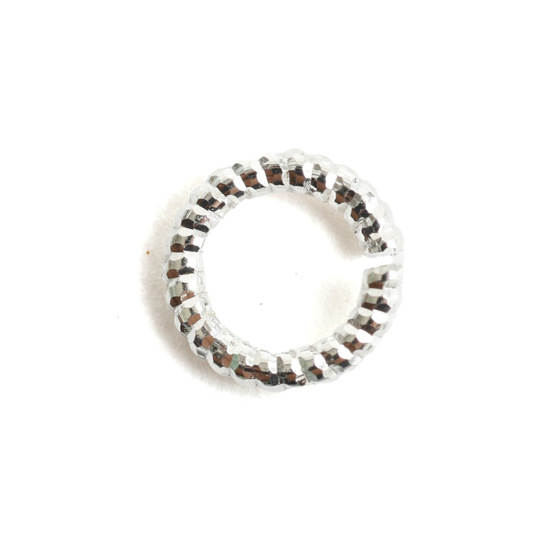 Jumpring 9mm Textured Circle <br>Sterling Silver Plate