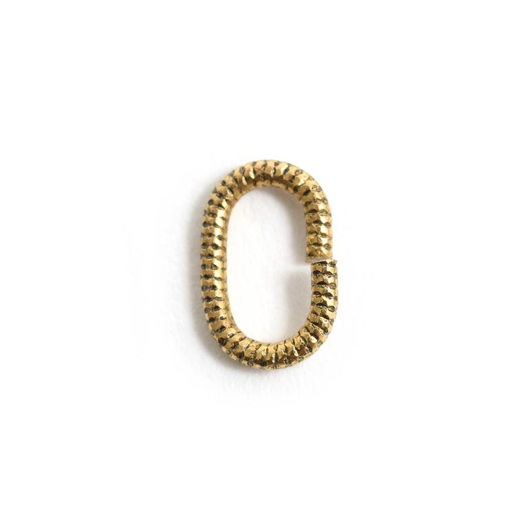 Jumpring 9mm Textured Oval <br>Antique Gold