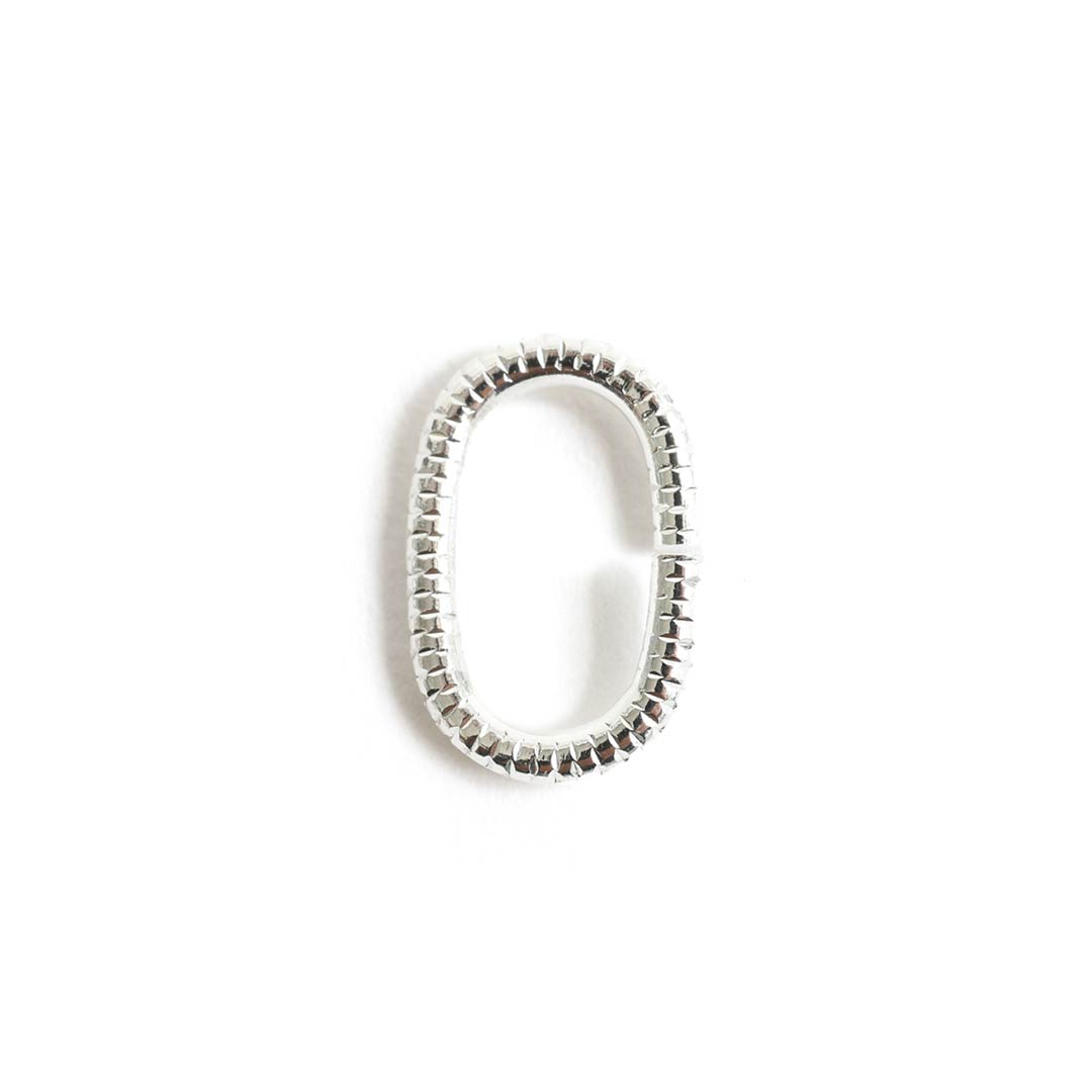 Jumpring 9mm Textured Oval <br>Sterling Silver Plate