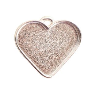Large Pendant Heart Sterling Silver Plate
