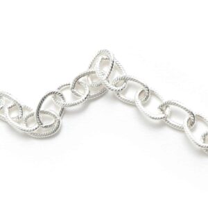 Large Textured Cable Chain Sterling Silver Plate