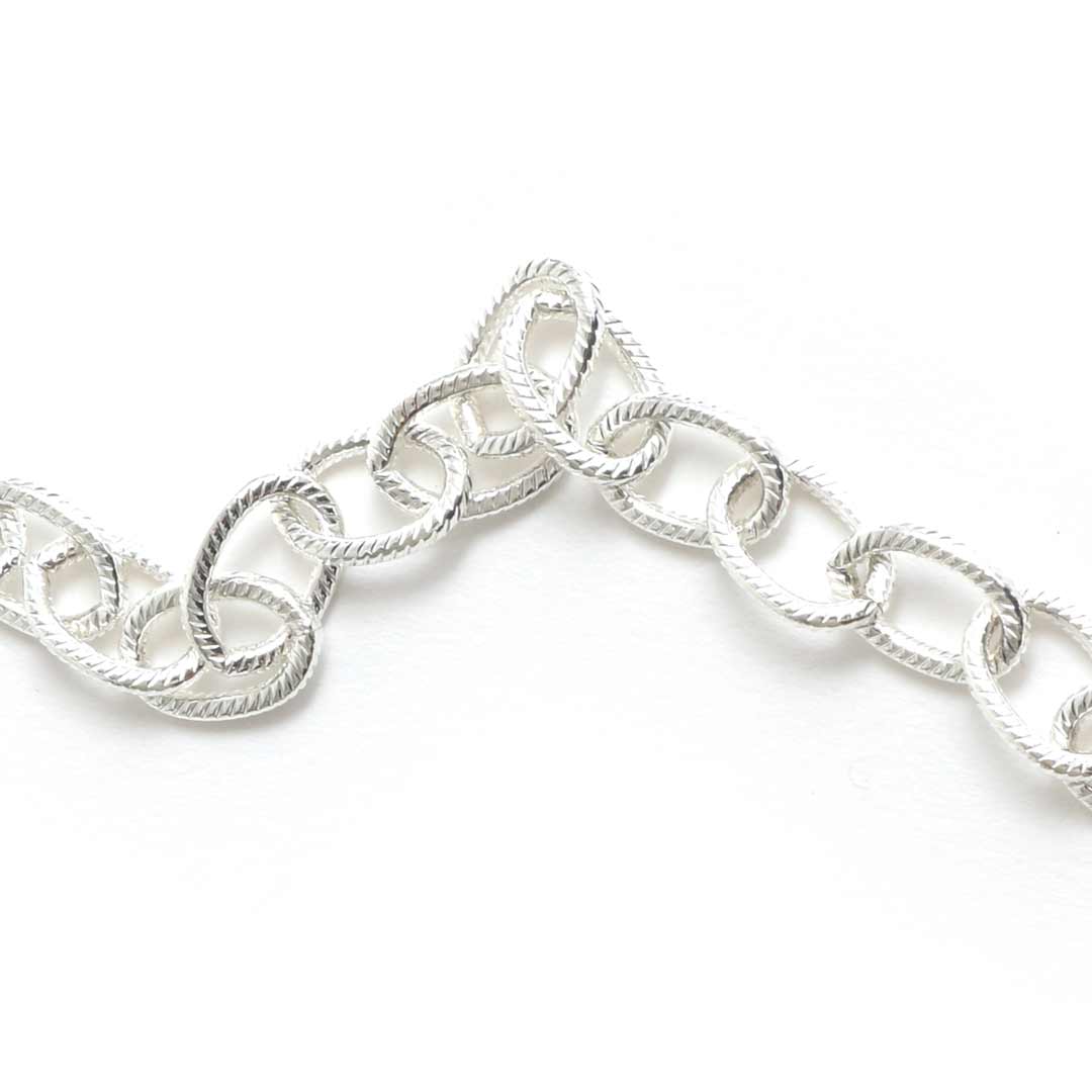 Large Textured Cable Chain Sterling Silver Plate