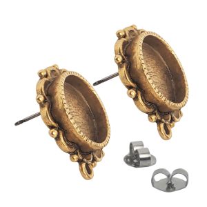 Earring Ornate Mini Circle Antique Gold