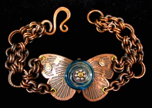 riveted-etched butterfly bracelet