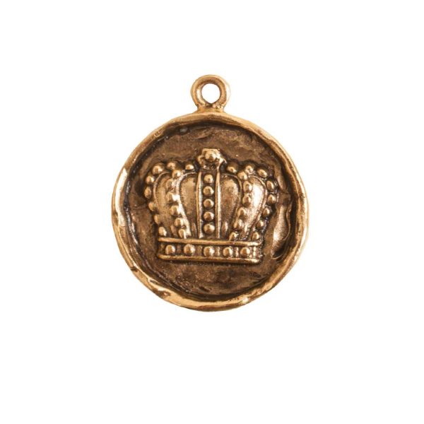 Charm Small Round CrownAntique Gold