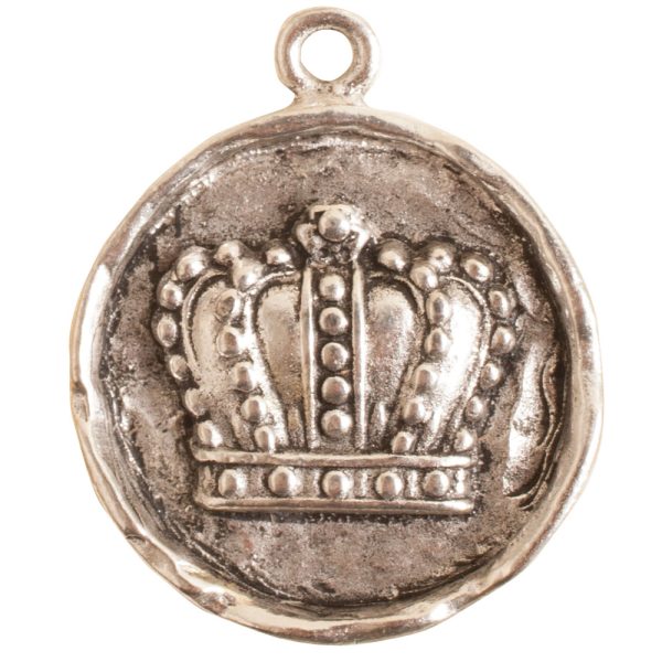Charm Small Round CrownAntique Silver