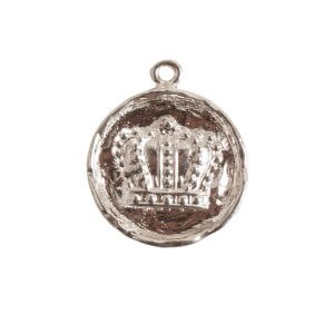 Charm Small Round CrownSterling Silver Plate