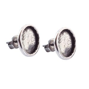 Earring Post Small Circle Antique Silver Nickel Free