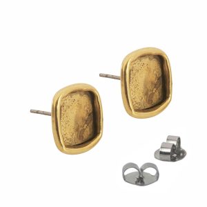 Earring Post Small Square - Antique Gold
