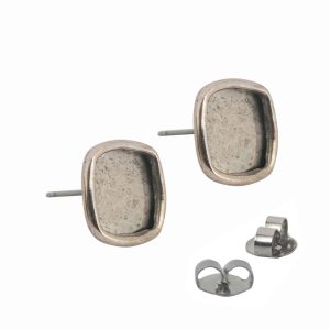 Earring Post Small Square - Antique Silver