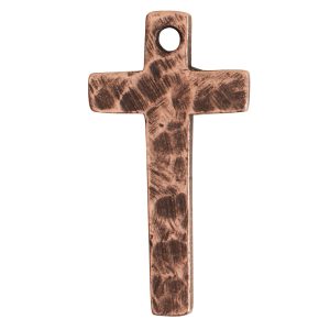 Charm Narrow Hammered Cross<br>Antique Copper