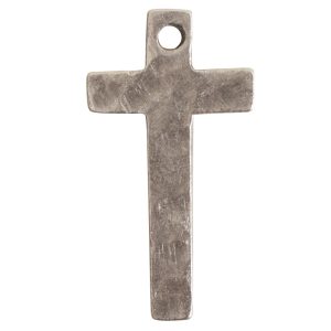 Charm Narrow Hammered Cross<br>Antique Silver