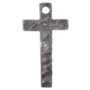 Charm Narrow Hammered CrossSterling Silver Plate 1