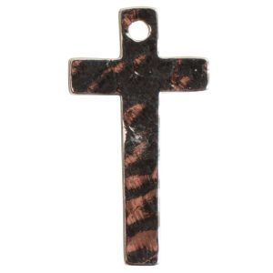 Charm Narrow Hammered CrossSterling Silver Plate