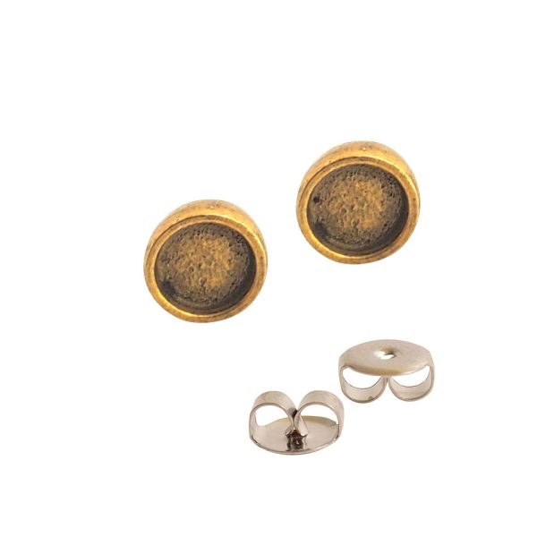 Earring Post Itsy CircleAntique Gold