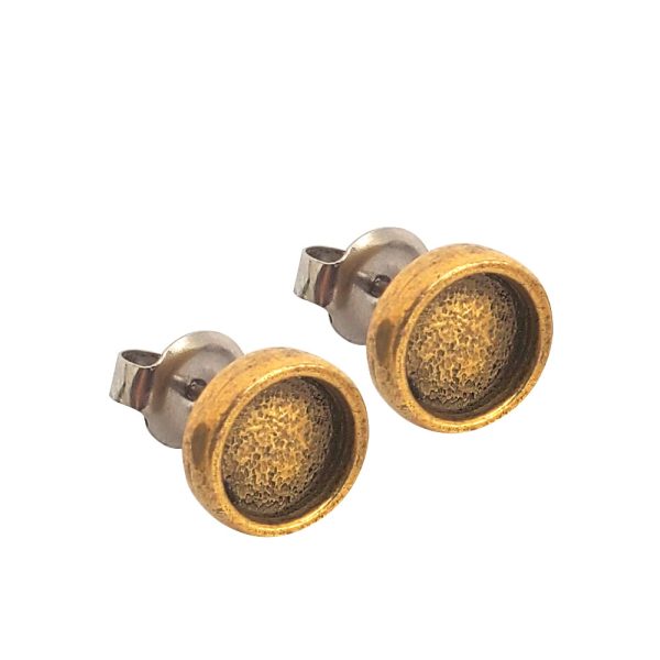 Earring Post Itsy CircleAntique Gold