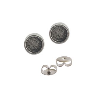 Earring Post Itsy CircleAntique Silver