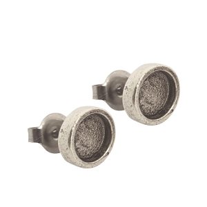 Earring Post Itsy CircleAntique Silver
