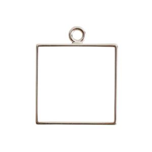Open Frame Large Square Single LoopSterling Silver Plate