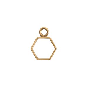 Open Frame Mini Hexagon Single LoopAntique Gold