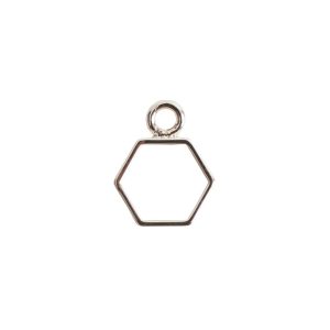 Open Frame Mini Hexagon Single LoopSterling Silver Plate