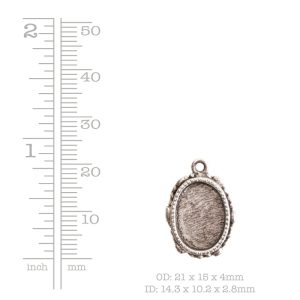 Ornate Mini Pendant Oval Single Loop <br>Sterling Silver Plate