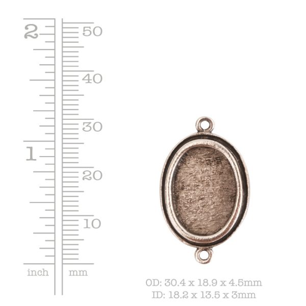Traditional Pendant Oval Double LoopAntique Silver