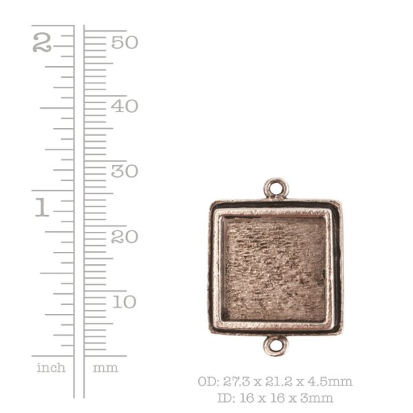 Traditional Pendant Square Double LoopAntique Gold