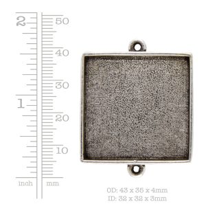 Grande Pendant Square Double Loop Sterling Silver Plate