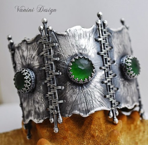Zornica-+Fine+sterling+silver+and+Green+Russian+Serpentine+bracelet