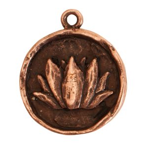 Charm Small Round Lotus<br>Antique Copper