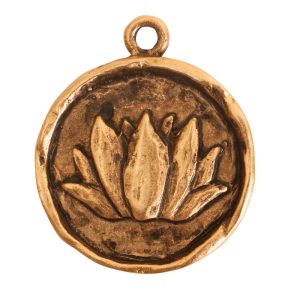 Charm Small Round Lotus<br>Antique Gold