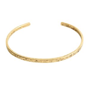 Cuff Bracelet Hammered ThinAntique Gold
