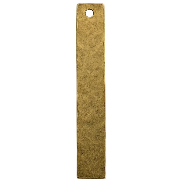 Hammered Flat Tag Long Narrow Single HoleAntique Gold