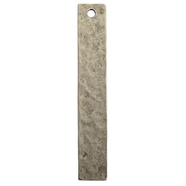 Hammered Flat Tag Long Narrow Single HoleAntique Silver