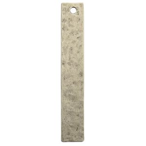 Hammered Flat Tag Long Narrow Single Hole<br>Antique Silver