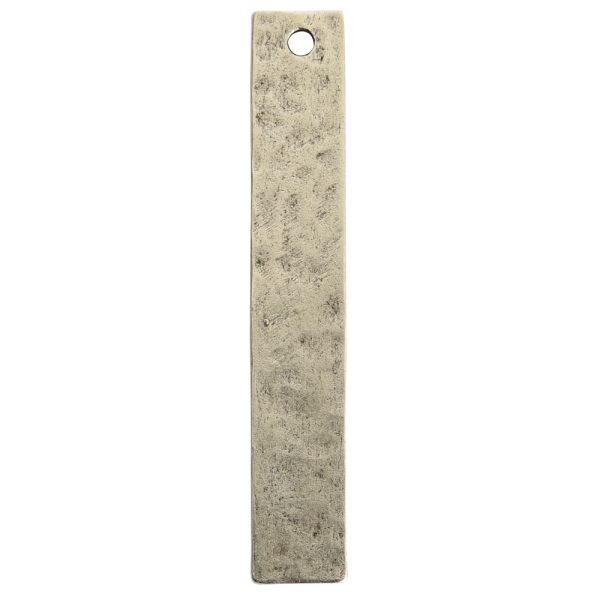 Hammered Flat Tag Long Narrow Single HoleAntique Silver