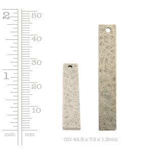Hammered Flat Tag Long Narrow Single Hole<br>Antique Silver