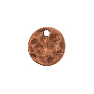 Hammered Flat Tag Mini Circle Single LoopAntique Copper