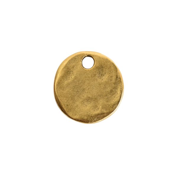 Hammered Flat Tag Mini Circle Single LoopAntique Gold