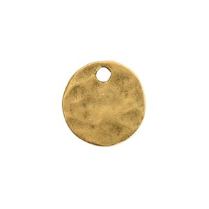 Hammered Flat Tag Mini Circle Single LoopAntique Gold