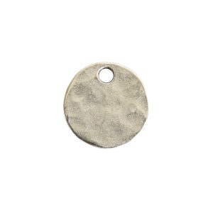 Hammered Flat Tag Mini Circle Single LoopAntique Silver