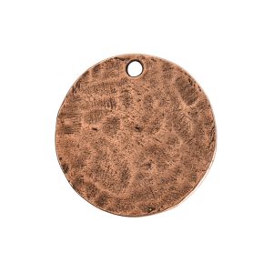 Hammered Flat Tag Small Circle Single Loop<br>Antique Copper