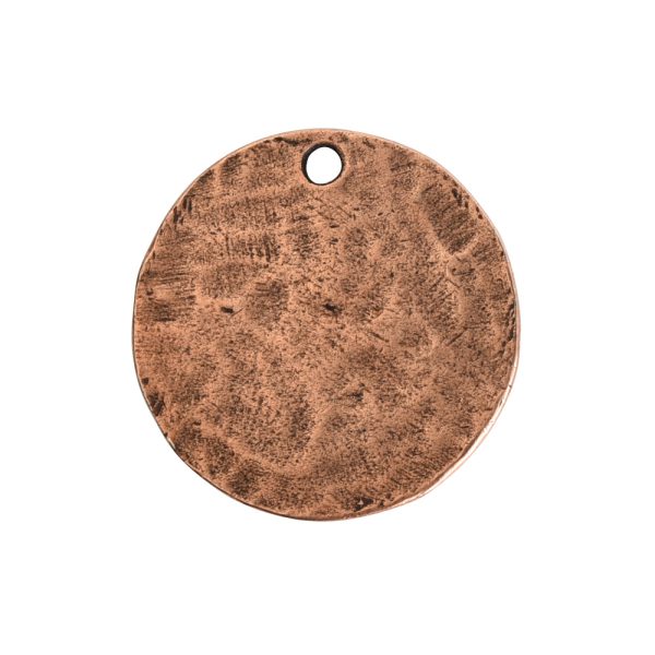 Hammered Flat Tag Small Circle Single LoopAntique Copper